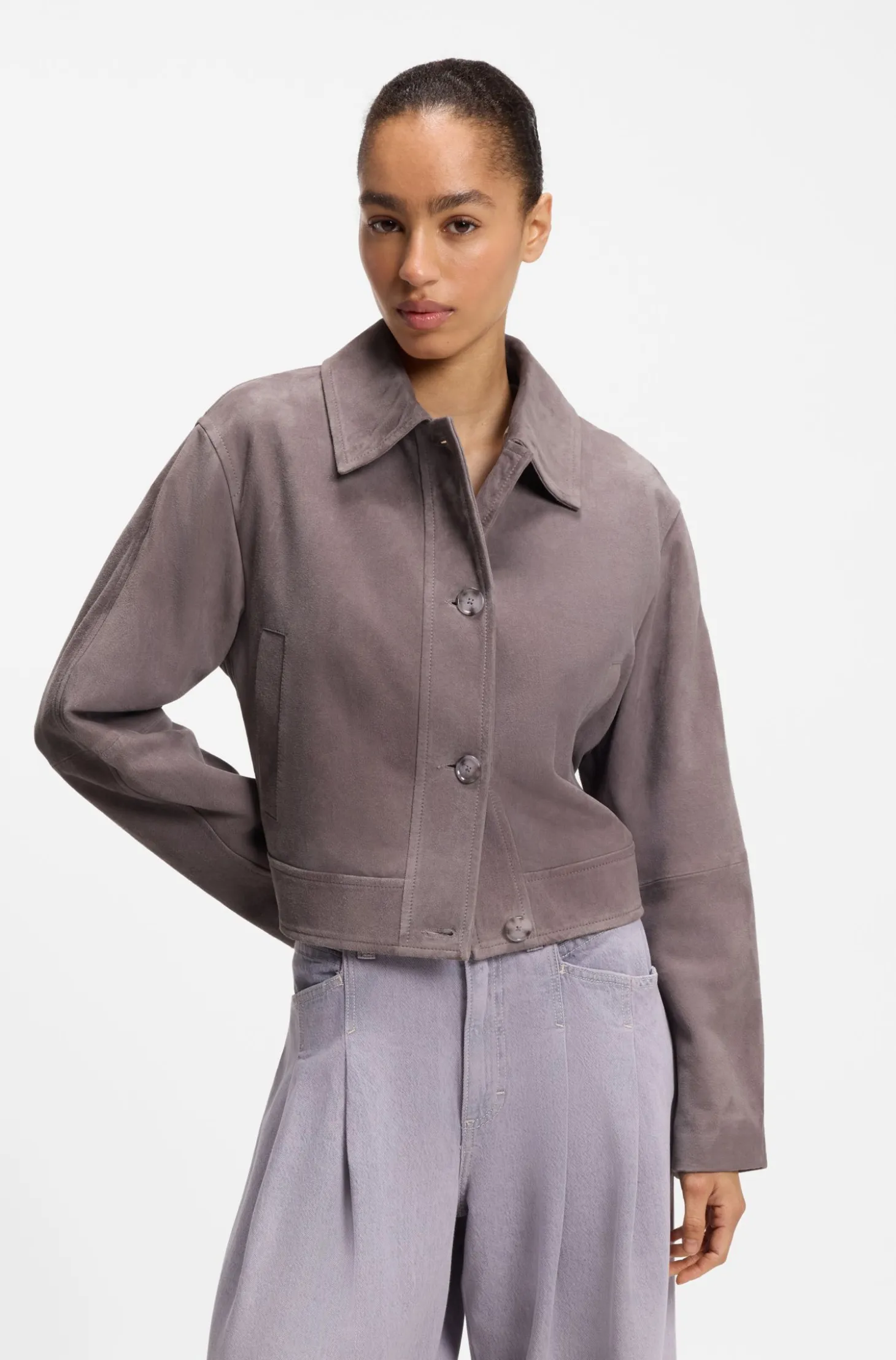 Trucker-style jacket in suede