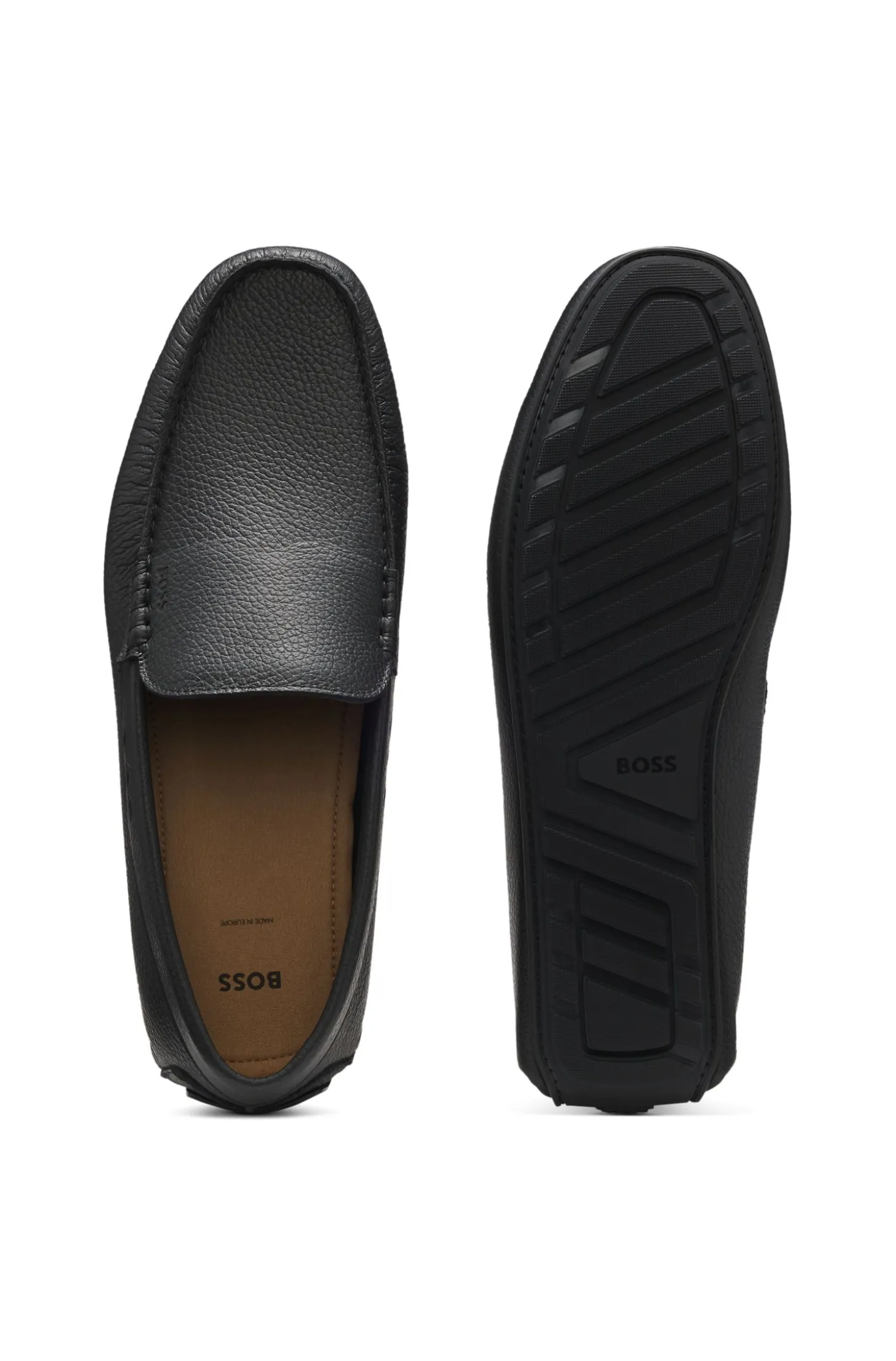 Tumbled-leather loafers with driver sole