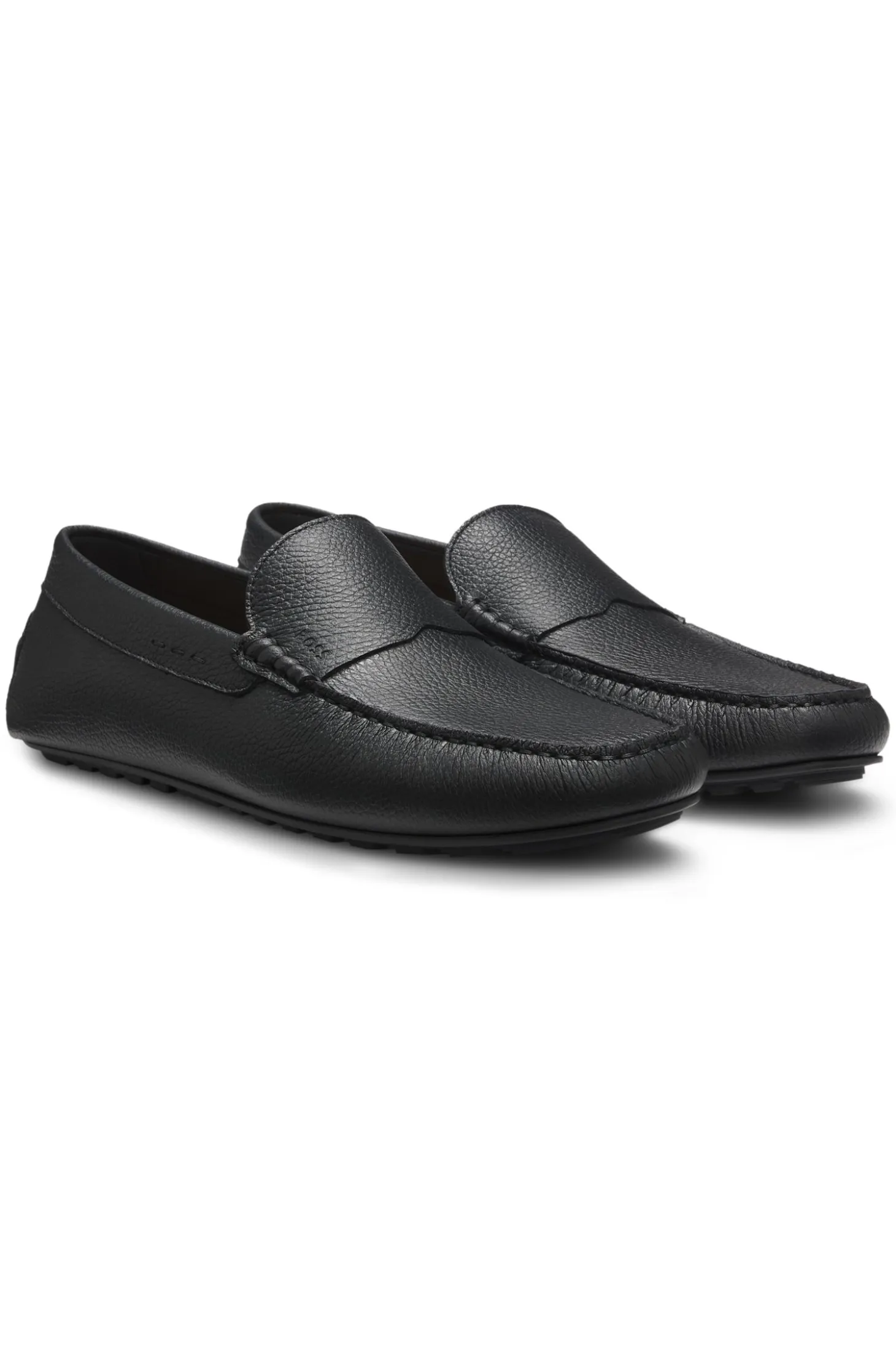 Tumbled-leather loafers with driver sole