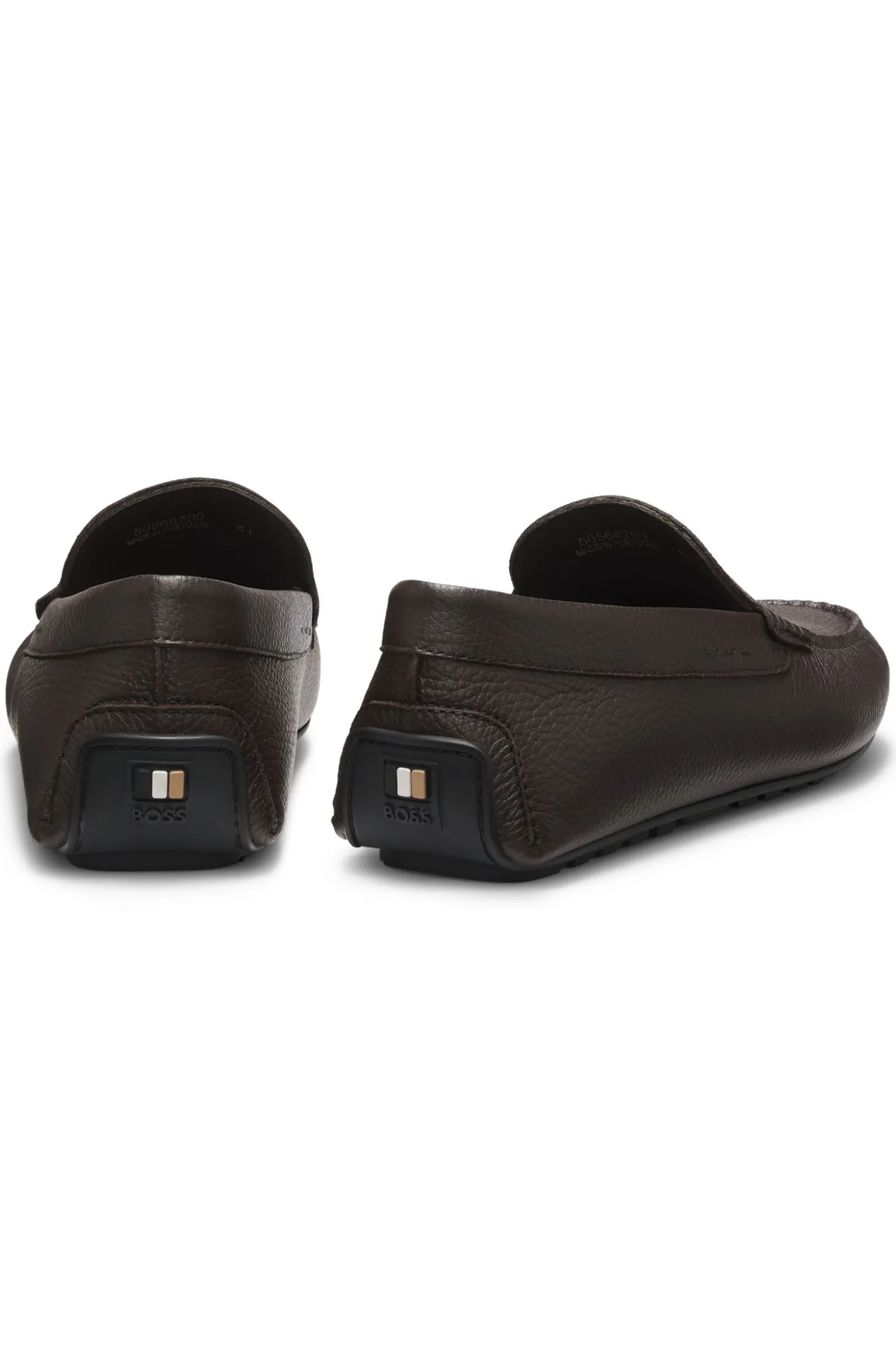Tumbled-leather loafers with driver sole
