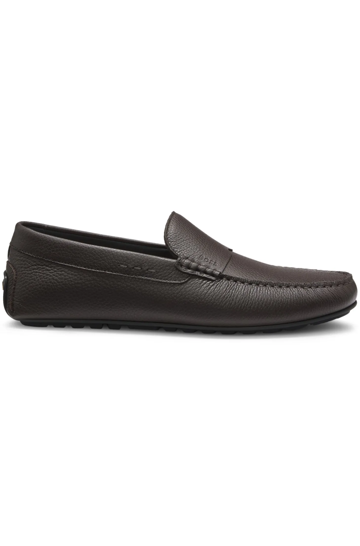 Tumbled-leather loafers with driver sole