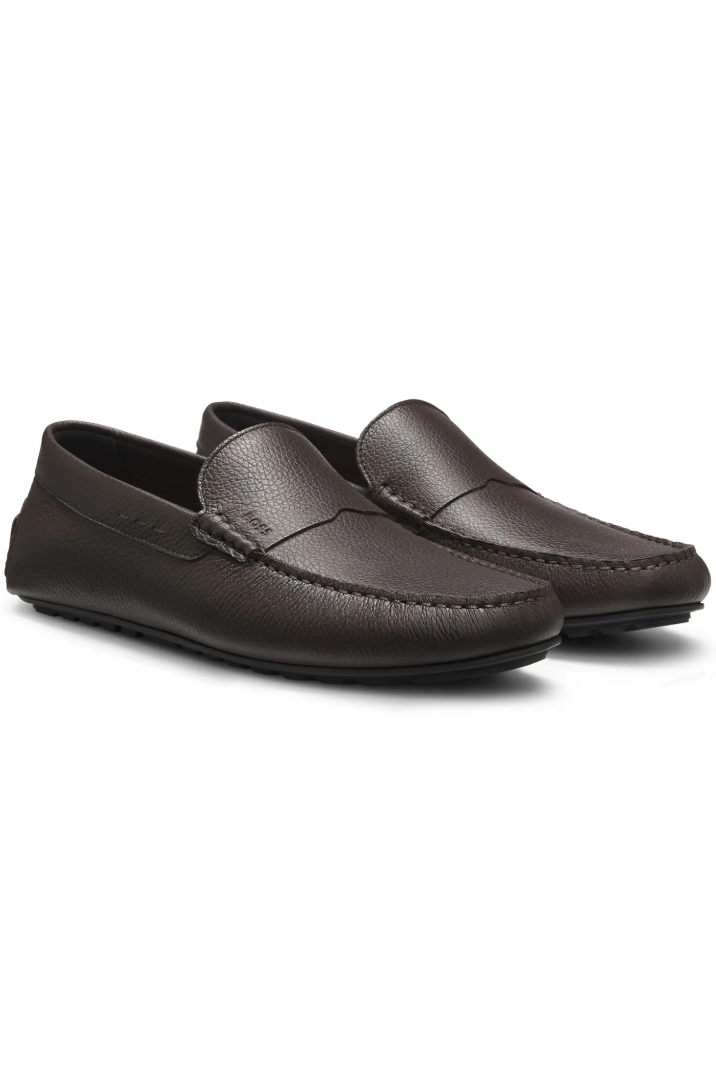 Tumbled-leather loafers with driver sole
