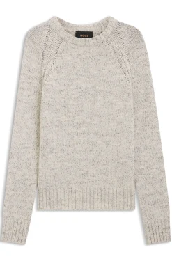 Tweed-effect sweater in cashmere and virgin wool