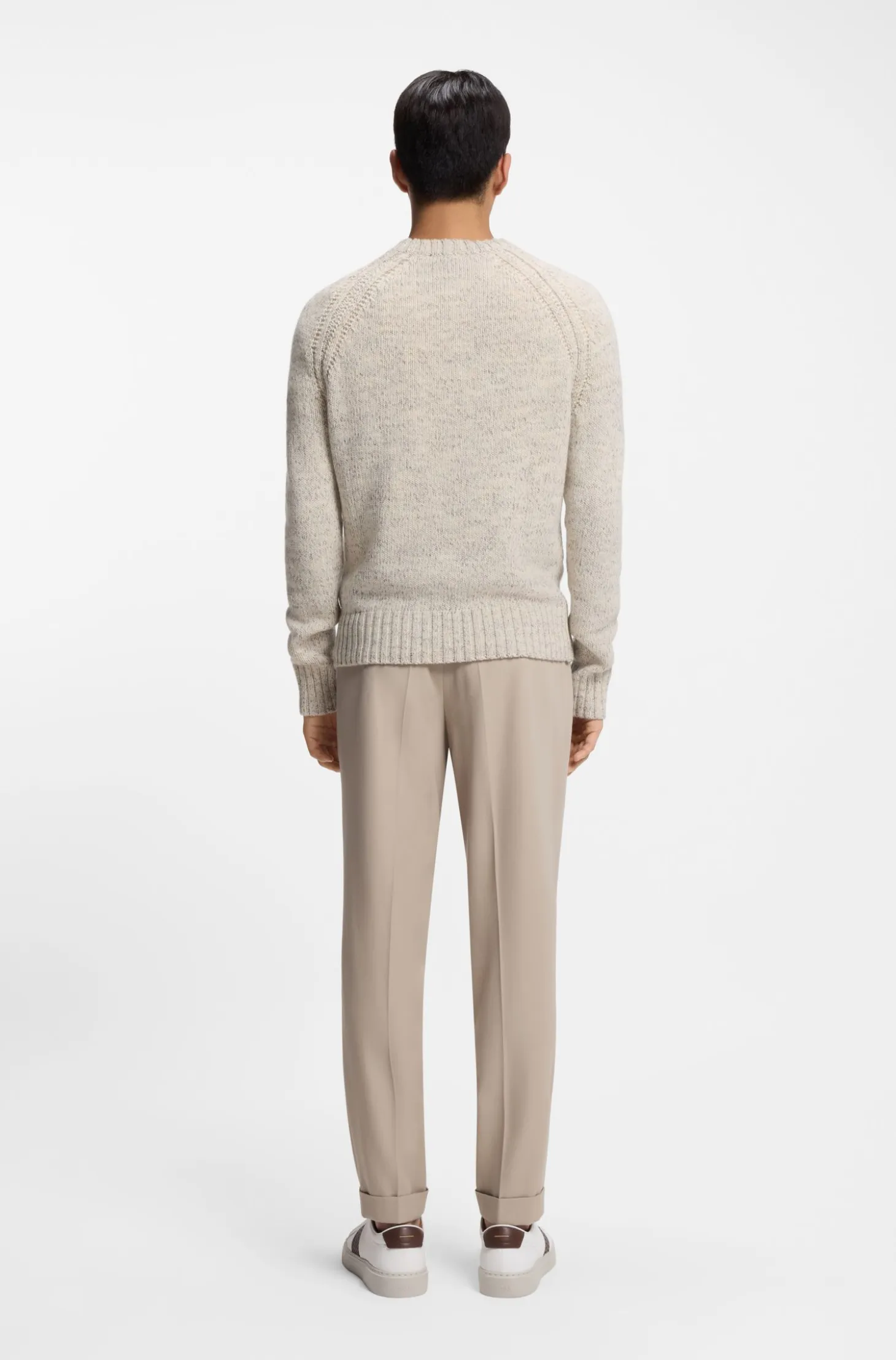 Tweed-effect sweater in cashmere and virgin wool