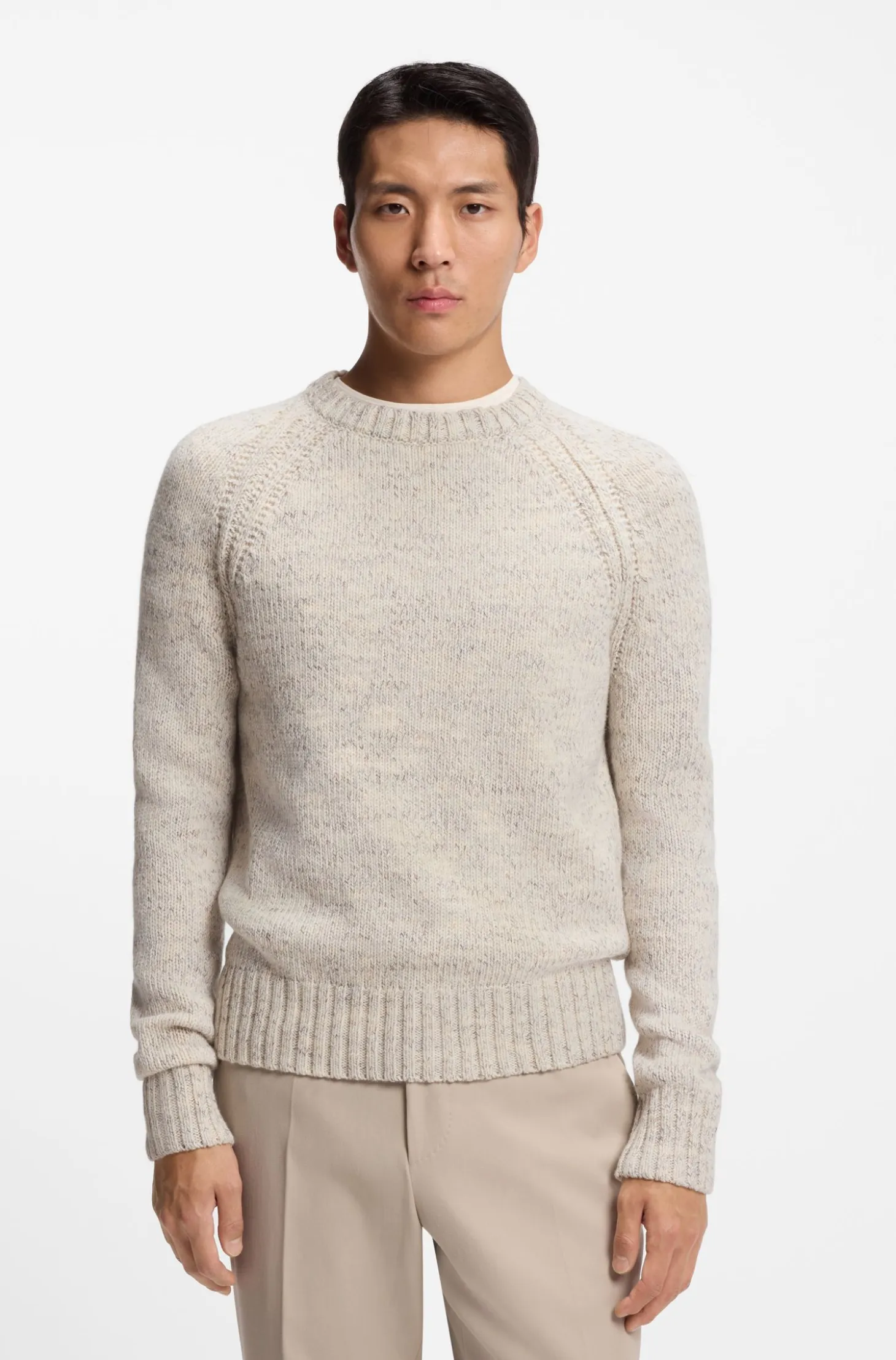 Tweed-effect sweater in cashmere and virgin wool