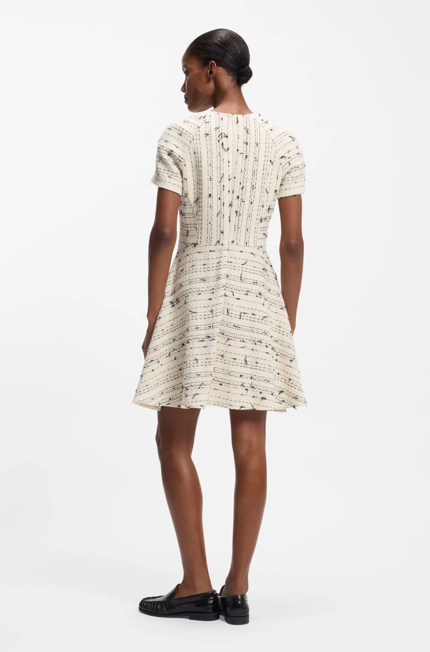 Tweed-striped dress in a cotton blend