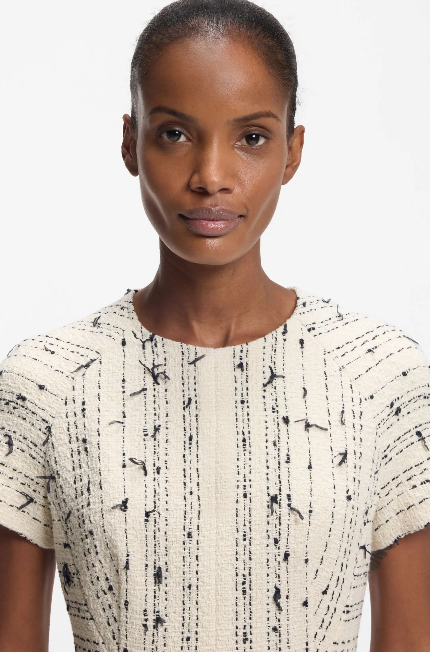 Tweed-striped dress in a cotton blend
