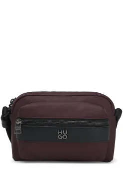 Twill crossbody bag with stacked-logo hardware