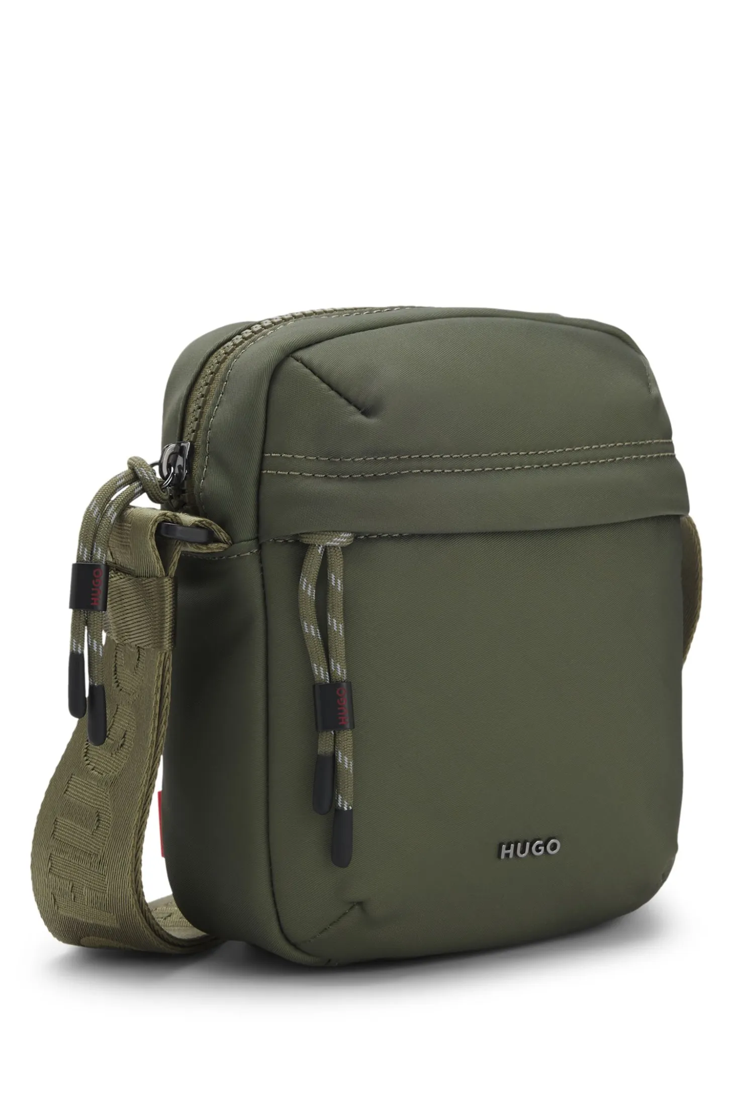 Twill reporter bag with metallic logo lettering