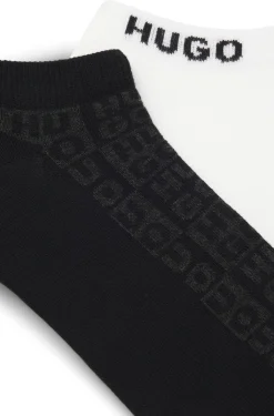 Two-pack of ankle-length socks with logo intarsia
