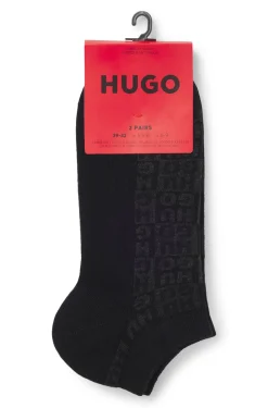 Two-pack of ankle-length socks with logo intarsia