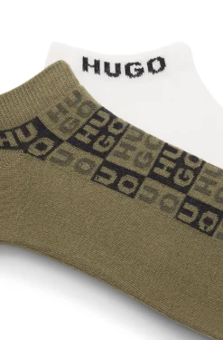 Two-pack of ankle-length socks with logo intarsia