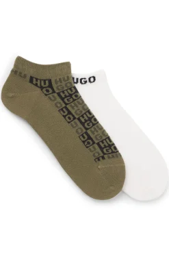 Two-pack of ankle-length socks with logo intarsia