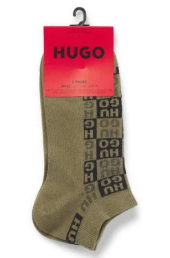 Two-pack of ankle-length socks with logo intarsia