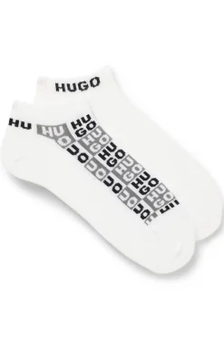 Two-pack of ankle-length socks with logo intarsia