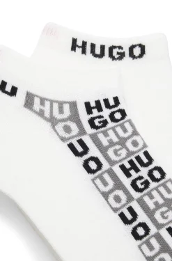Two-pack of ankle-length socks with logo intarsia