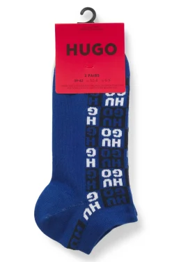 Two-pack of ankle-length socks with logo intarsia