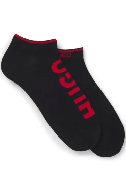Two-pack of cotton-blend ankle socks with logos