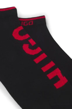 Two-pack of cotton-blend ankle socks with logos
