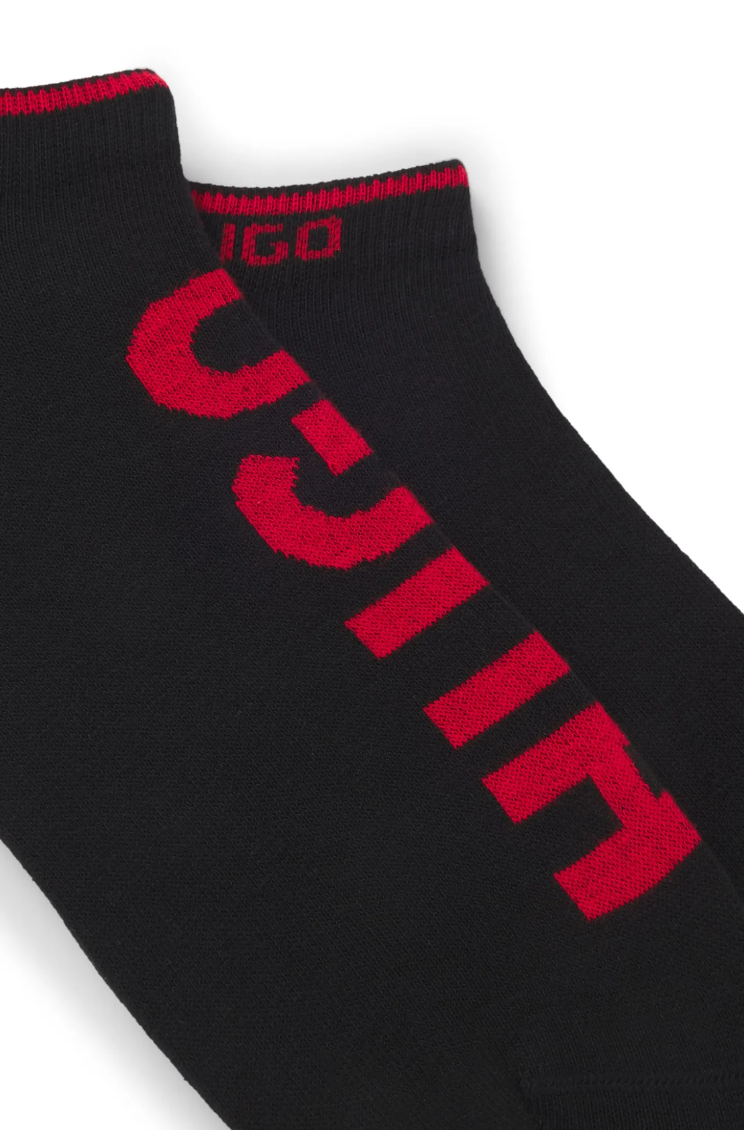 Two-pack of cotton-blend ankle socks with logos