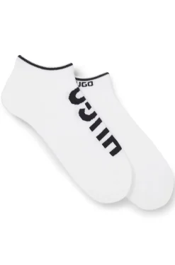 Two-pack of cotton-blend ankle socks with logos