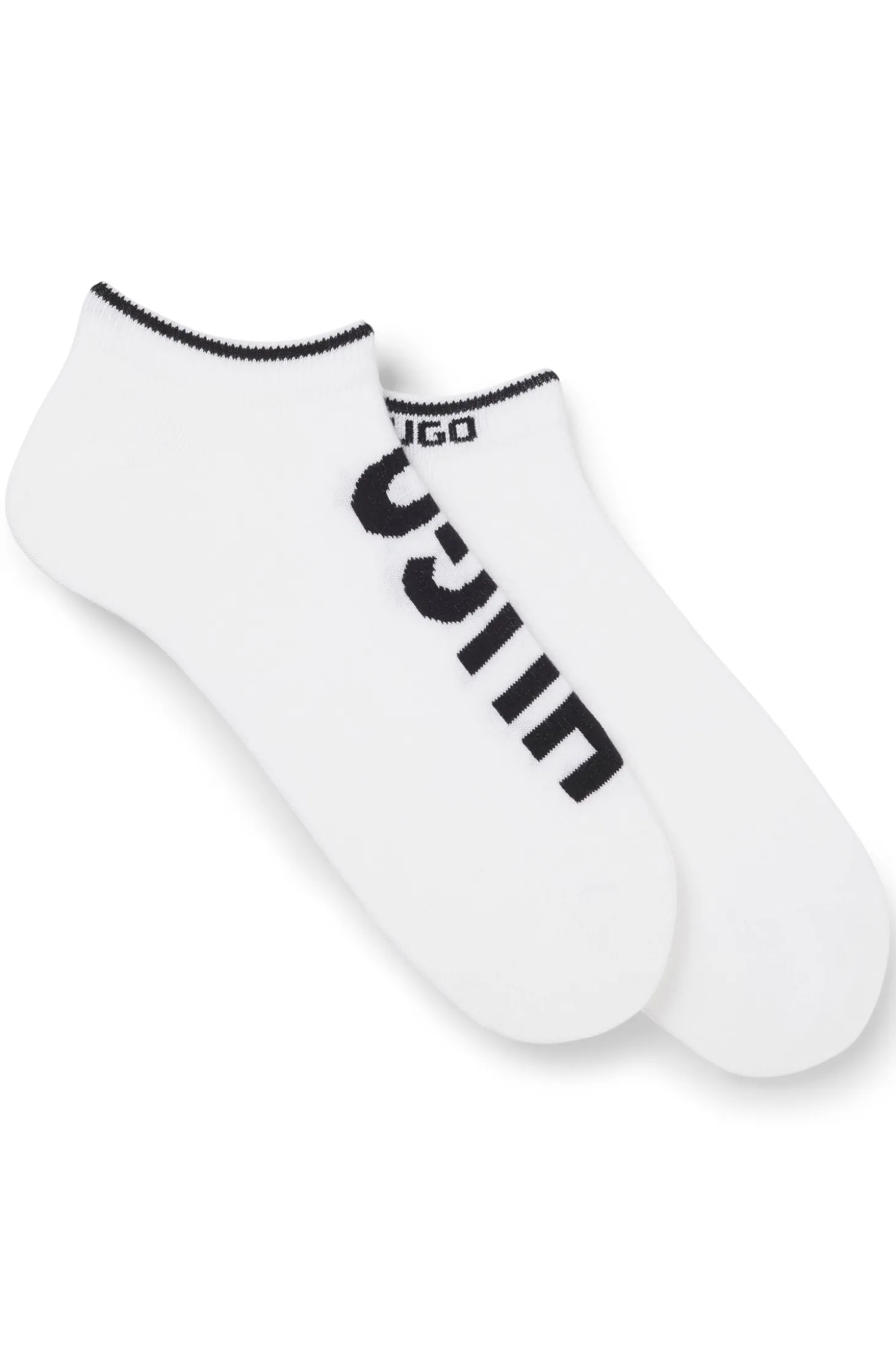 Two-pack of cotton-blend ankle socks with logos