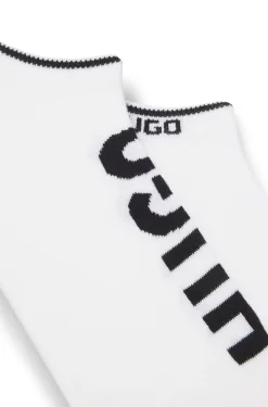 Two-pack of cotton-blend ankle socks with logos