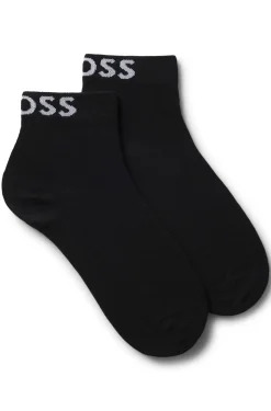Two-pack of quarter-length socks with contrast logos