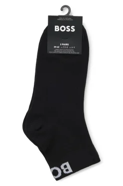 Two-pack of quarter-length socks with contrast logos