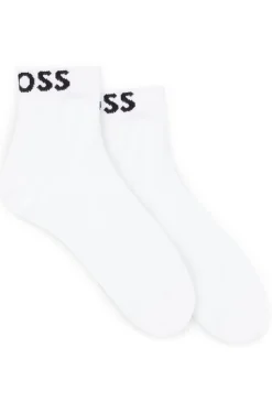 Two-pack of quarter-length socks with contrast logos