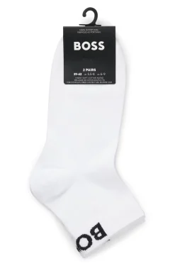 Two-pack of quarter-length socks with contrast logos