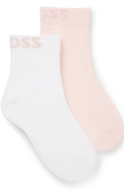 Two-pack of quarter-length socks with contrast logos
