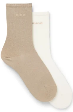 Two-pack of regular-length cotton-blend logo socks