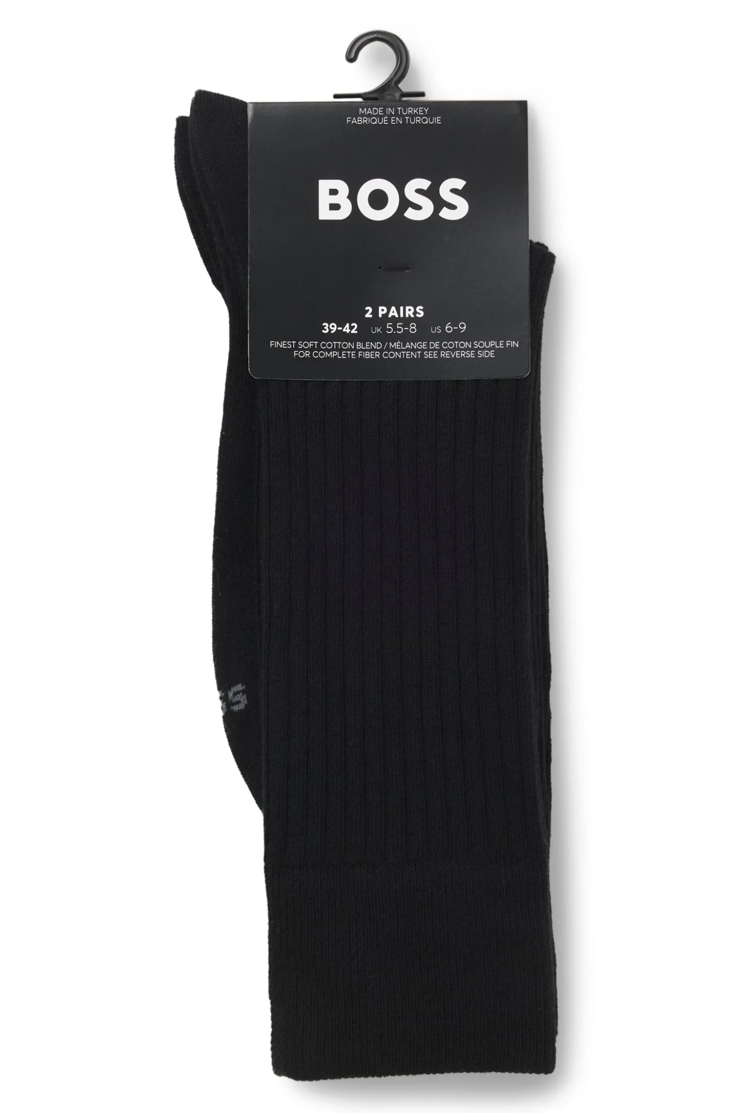 Two-pack of regular-length socks with ribbed structure