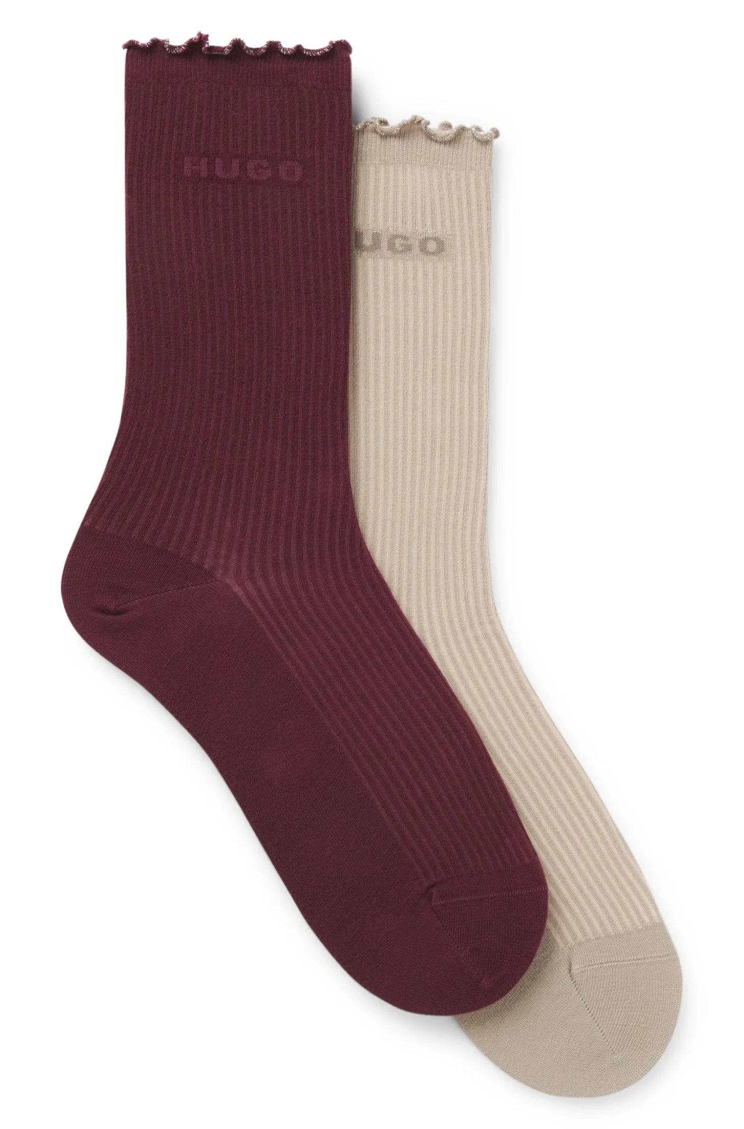 Two-pack of regular-length socks with lettuce cuff