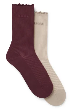 Two-pack of regular-length socks with lettuce cuff