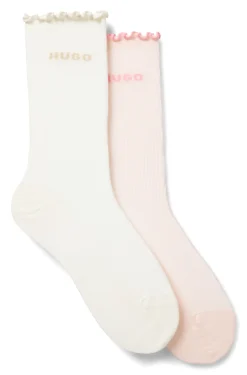 Two-pack of regular-length socks with lettuce cuff