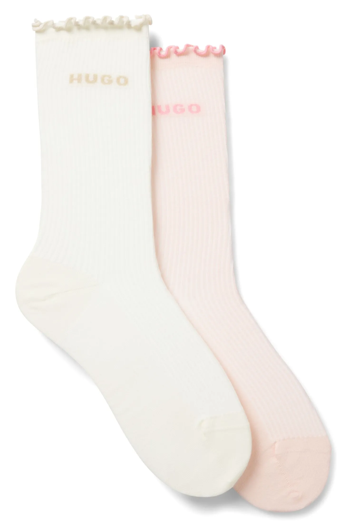 Two-pack of regular-length socks with lettuce cuff