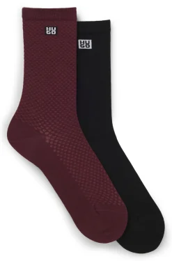 Two-pack of regular-length socks with stacked logos