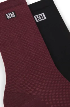 Two-pack of regular-length socks with stacked logos