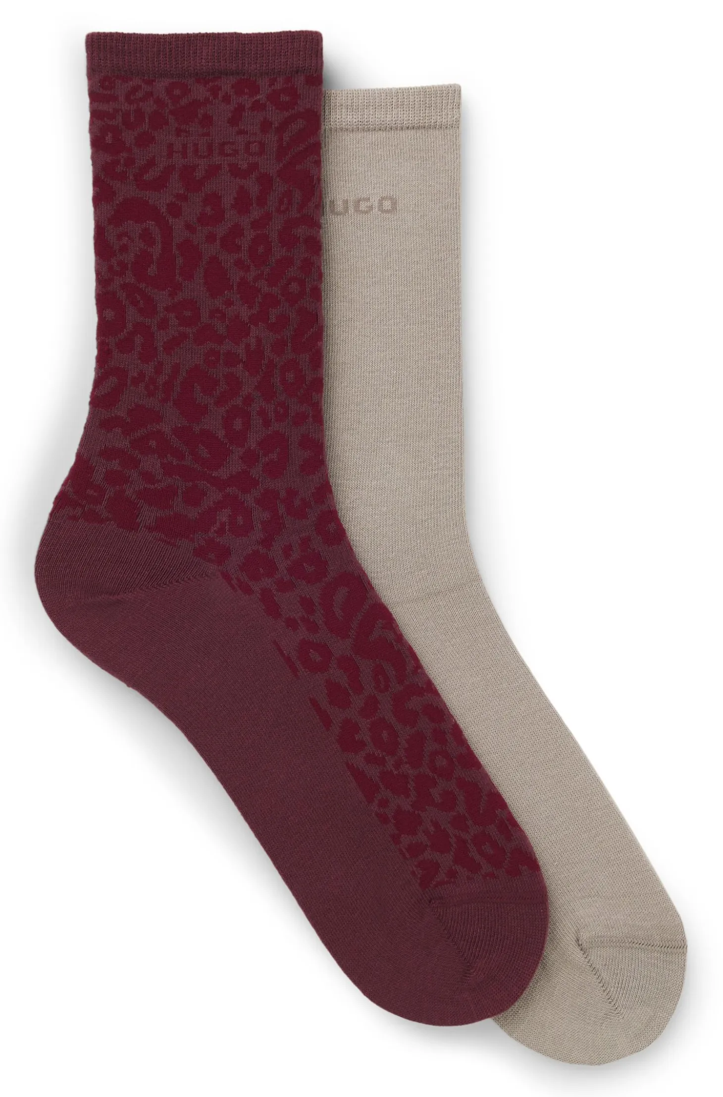Two-pack of regular-length socks with leopard details
