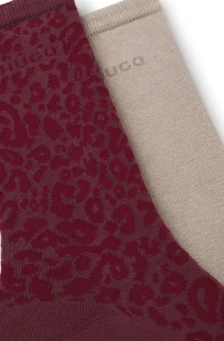 Two-pack of regular-length socks with leopard details