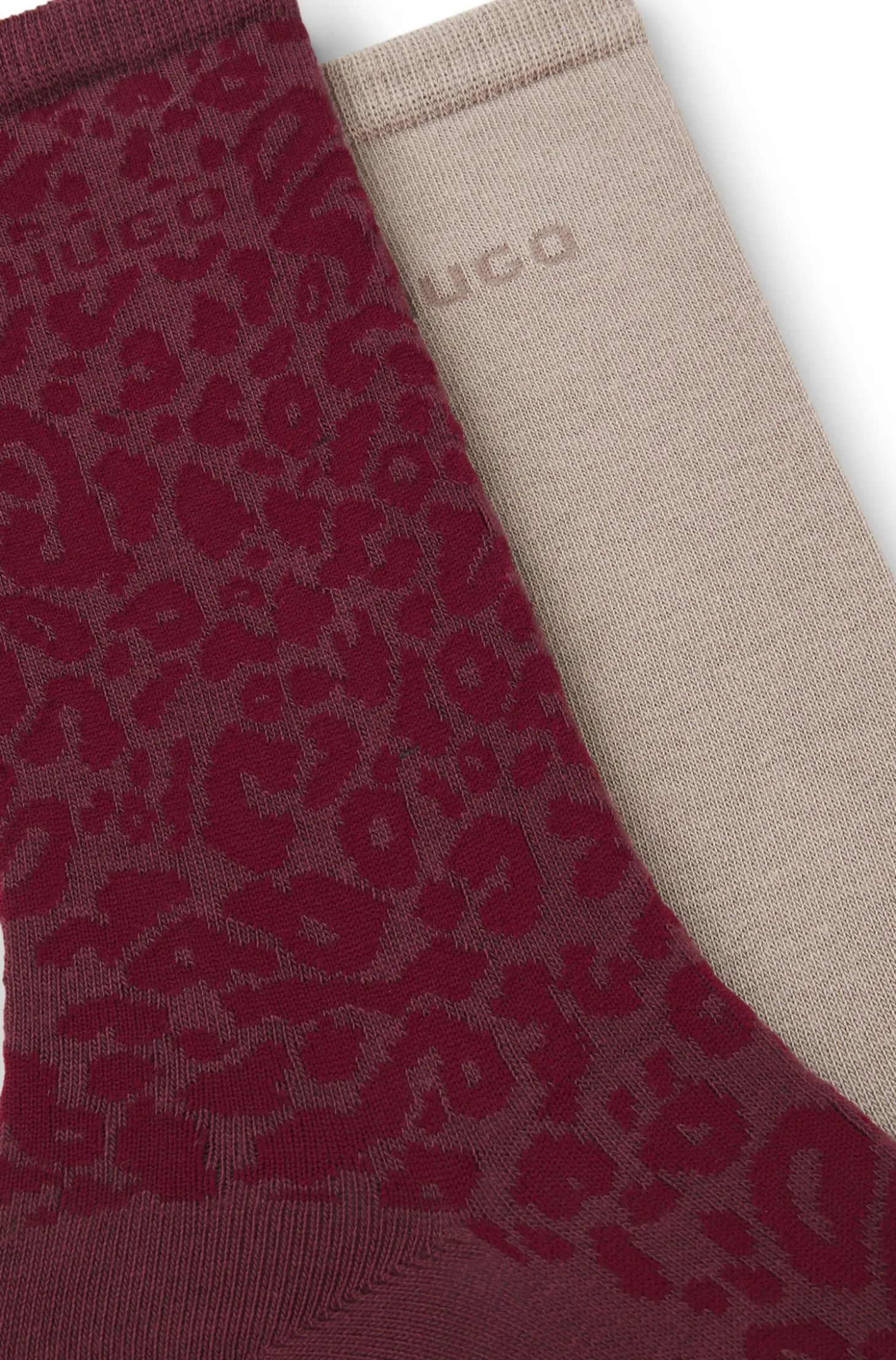Two-pack of regular-length socks with leopard details