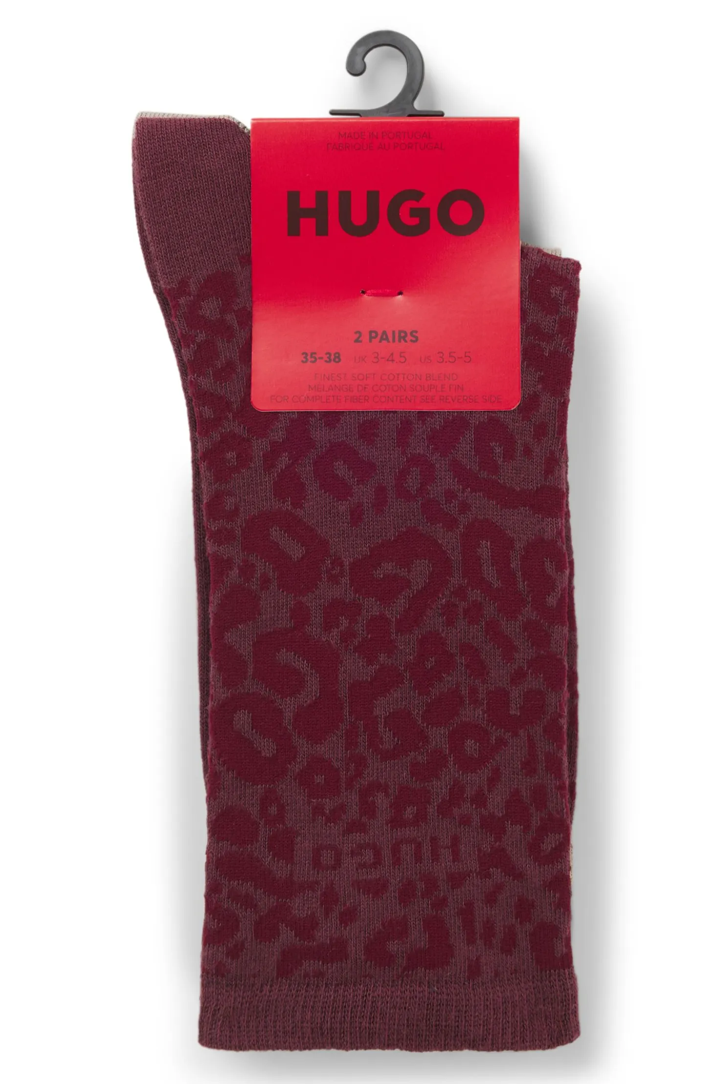 Two-pack of regular-length socks with leopard details