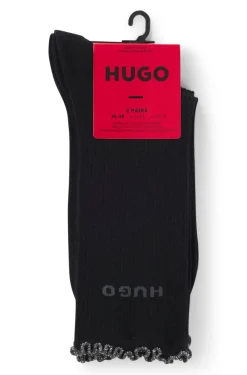 Two-pack of regular-length socks with lettuce cuff