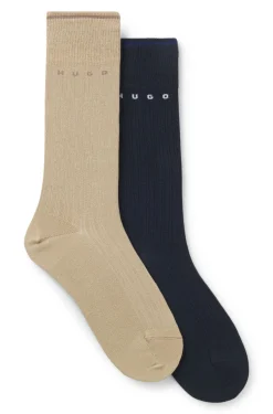 Two-pack of ribbed cotton-blend socks
