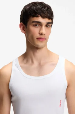 Two-pack of underwear vests in ribbed stretch cotton