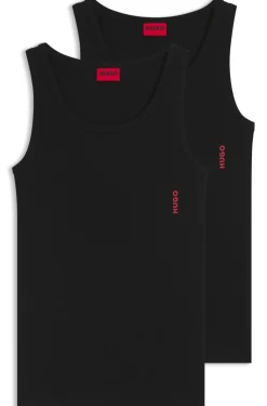 Two-pack of underwear vests in ribbed stretch cotton