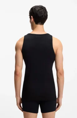 Two-pack of underwear vests in ribbed stretch cotton