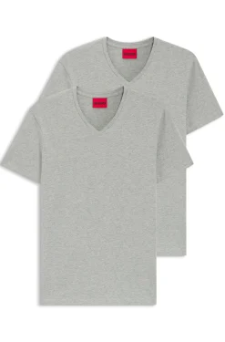 Two-pack of V-neck T-shirts in stretch cotton